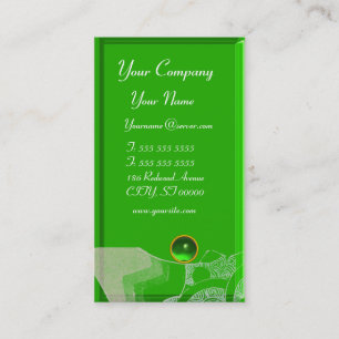 WAVES EMERALD MONOGRAM, yellow white green black Business Card
