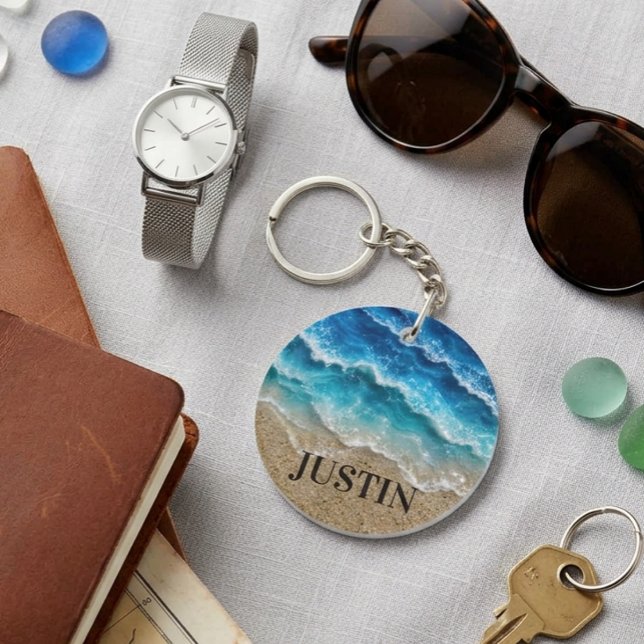 Waves Faux Resin Epoxy Beach Coastal Key Ring (Creator Uploaded)
