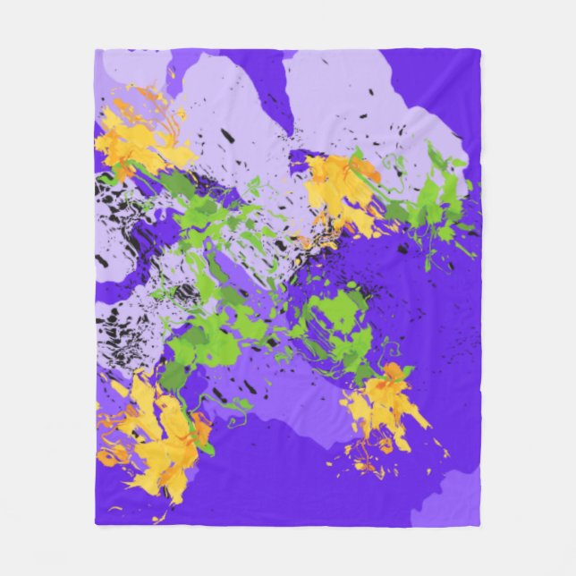 Waves Fluid Art Vibrant Swirl Design Fleece Blanket (Front)