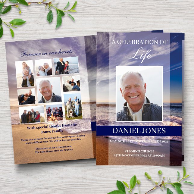 Waves Funeral Program Template (Creator Uploaded)