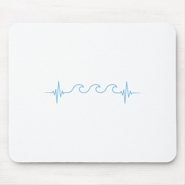 Waves Heartbeat Surfer Summer Waves Surfboard Surf Mouse Pad (Front)