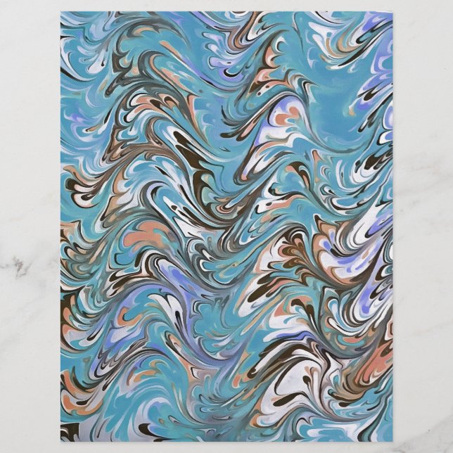 Waves In Blue Acrylic Pour Abstract Art (Front)