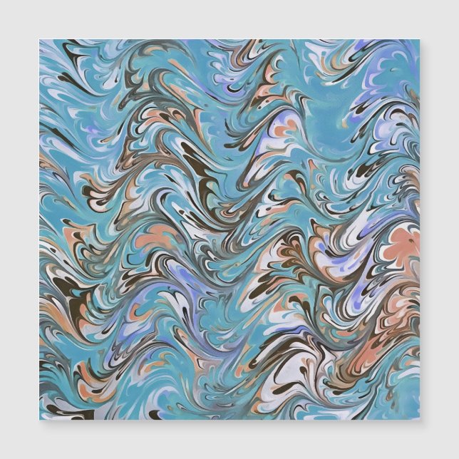 Waves In Blue Acrylic Pour Abstract Art (Front)