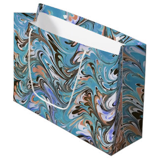 Waves In Blue Acrylic Pour Abstract Art Large Gift Bag