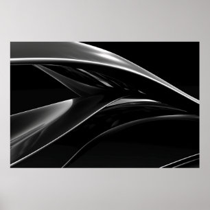 Waves in Chrome abstract black & white photograph Poster