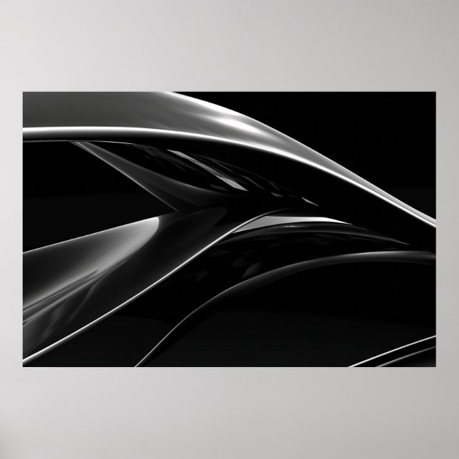 Waves in Chrome abstract black & white photograph Poster (Front)