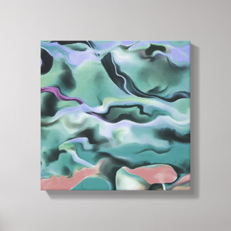 Waves In Harmony Acrylic Pour Abstract Art Canvas Print
