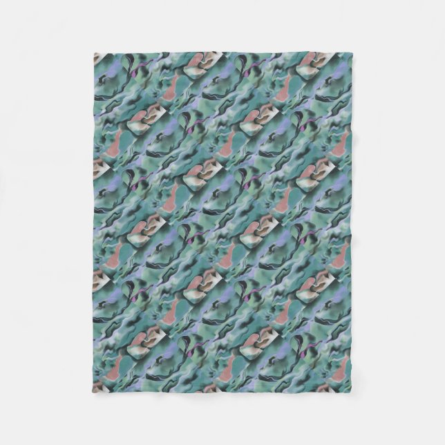 Waves In Harmony Acrylic Pour Abstract Art  Fleece Blanket (Front)