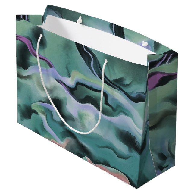 Waves In Harmony Acrylic Pour Abstract Art  Large Gift Bag (Back Angled)
