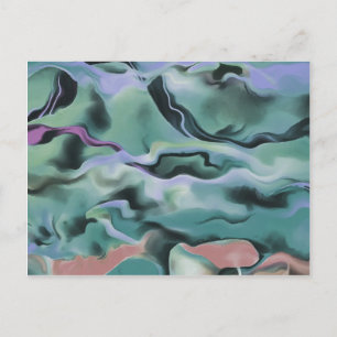 Waves In Harmony Acrylic Pour Abstract Art  Postcard