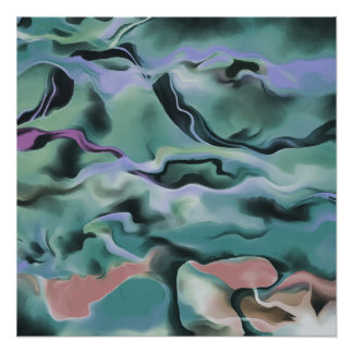 Waves In Harmony Acrylic Pour Abstract Art Poster