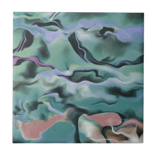 Waves In Harmony Acrylic Pour Abstract Art Tile