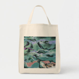 Waves In Harmony Acrylic Pour Abstract Art  Tote Bag