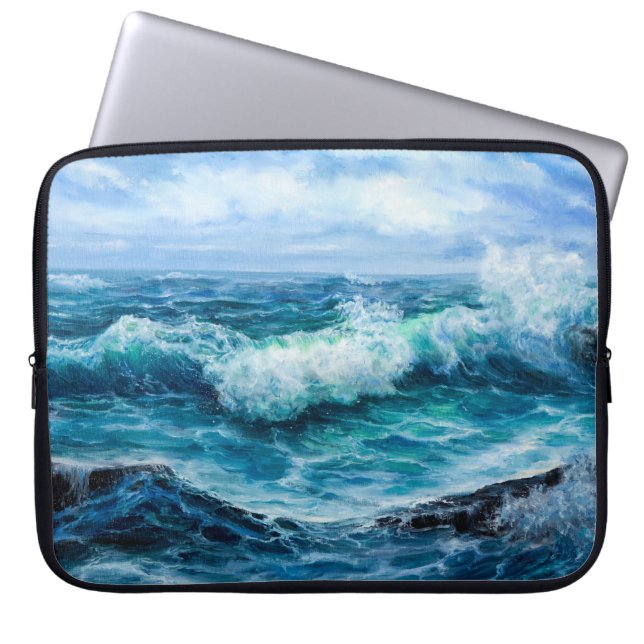 Waves in ocean. Modern Impressionism, modernism, m Laptop Sleeve (Front)