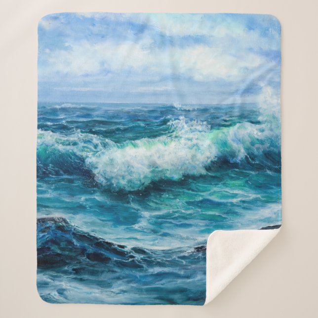 Waves in ocean. Modern Impressionism, modernism, m Sherpa Blanket (Front)