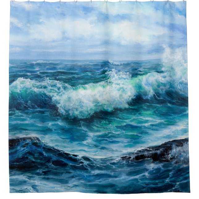 Waves in ocean. Modern Impressionism, modernism, m Shower Curtain (Front)