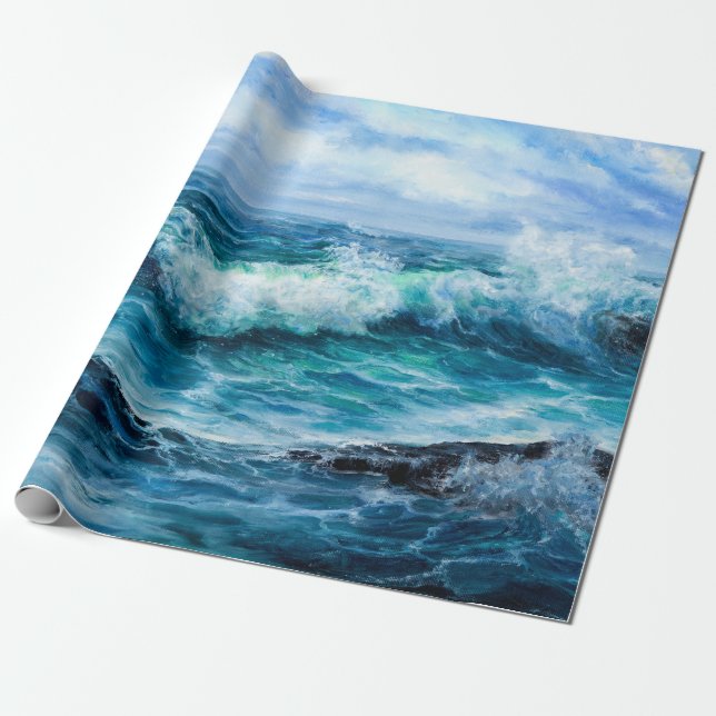 Waves in ocean. Modern Impressionism, modernism, m Wrapping Paper (Unrolled)