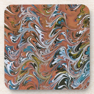 Waves In Red and Blue Acrylic Pour Abstract Art Coaster