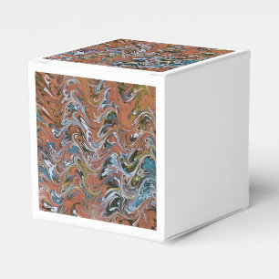 Waves In Red and Blue Acrylic Pour Abstract Art Favour Box