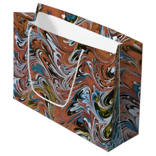 Waves In Red and Blue Acrylic Pour Abstract Art Large Gift Bag