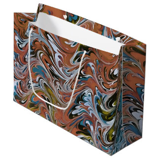 Waves In Red and Blue Acrylic Pour Abstract Art Large Gift Bag