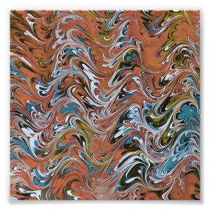 Waves In Red and Blue Acrylic Pour Abstract Art Photo Print
