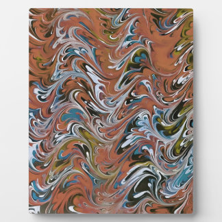 Waves In Red and Blue Acrylic Pour Abstract Art Plaque