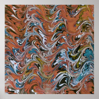 Waves In Red and Blue Acrylic Pour Abstract Art