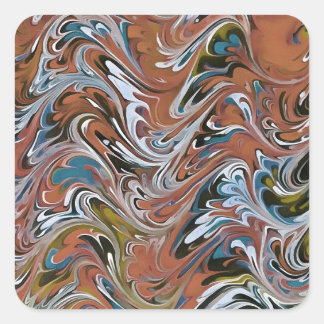 Waves In Red and Blue Acrylic Pour Abstract Art Square Sticker