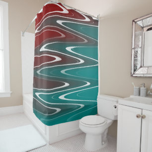 Waves in white shower curtain