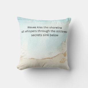 waves kissing the beach haiku poem cushion