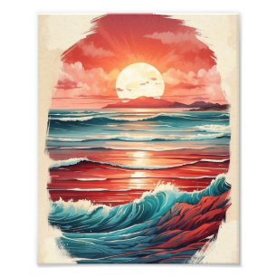 Waves Lap at Sandy Shores as Day Melts  Photo Print
