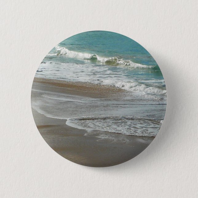 Waves Lapping on the Beach Turquoise Blue Ocean 6 Cm Round Badge (Front)