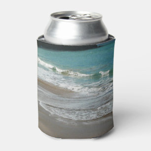Waves Lapping on the Beach Turquoise Blue Ocean Can Cooler