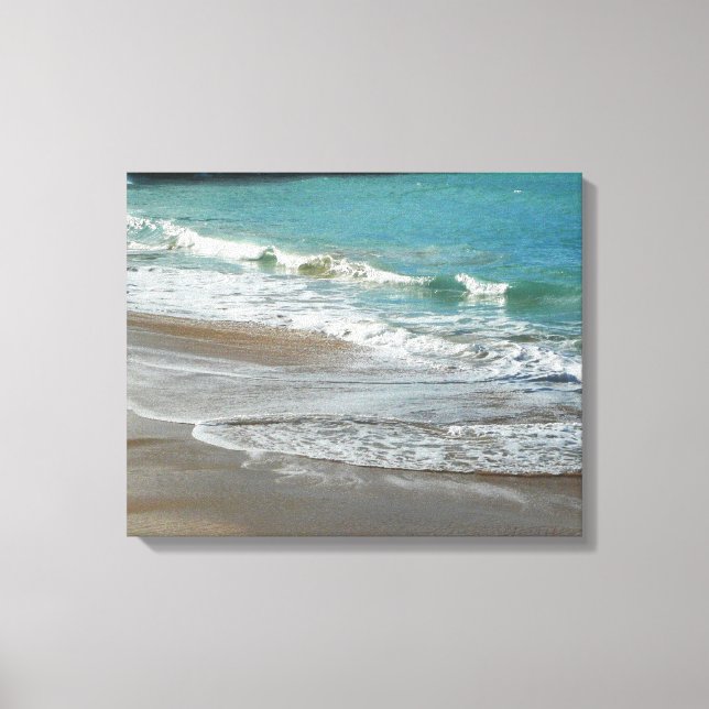 Waves Lapping on the Beach Turquoise Blue Ocean Canvas Print (Front)