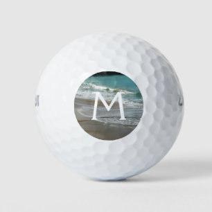 Waves Lapping on the Beach Turquoise Blue Ocean Golf Balls