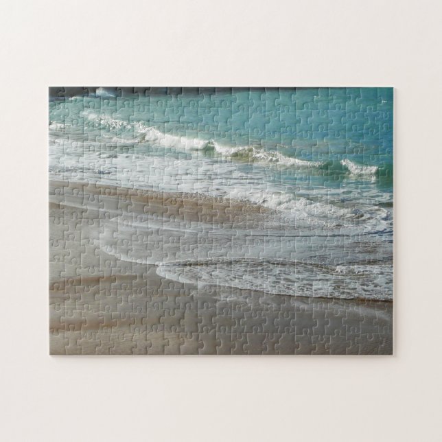 Waves Lapping on the Beach Turquoise Blue Ocean Jigsaw Puzzle (Horizontal)