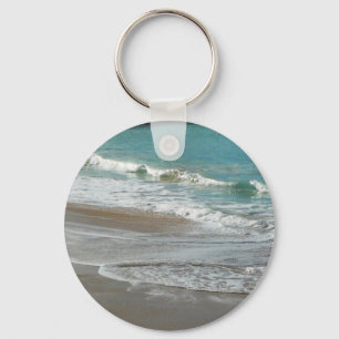 Waves Lapping on the Beach Turquoise Blue Ocean Key Ring