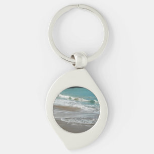 Waves Lapping on the Beach Turquoise Blue Ocean Key Ring
