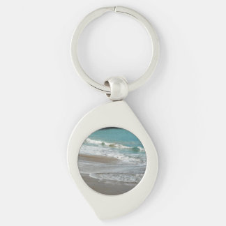 Waves Lapping on the Beach Turquoise Blue Ocean Key Ring
