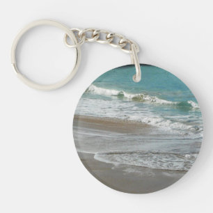 Waves Lapping on the Beach Turquoise Blue Ocean Key Ring