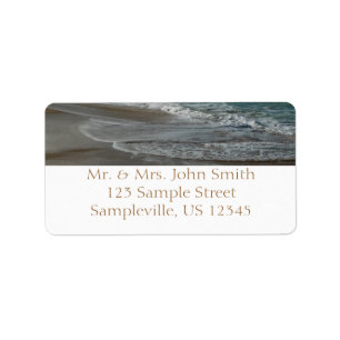 Waves Lapping on the Beach Turquoise Blue Ocean Label