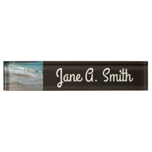 Waves Lapping on the Beach Turquoise Blue Ocean Nameplate