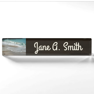 Waves Lapping on the Beach Turquoise Blue Ocean Nameplate