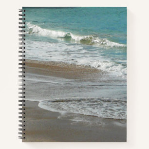 Waves Lapping on the Beach Turquoise Blue Ocean Notebook
