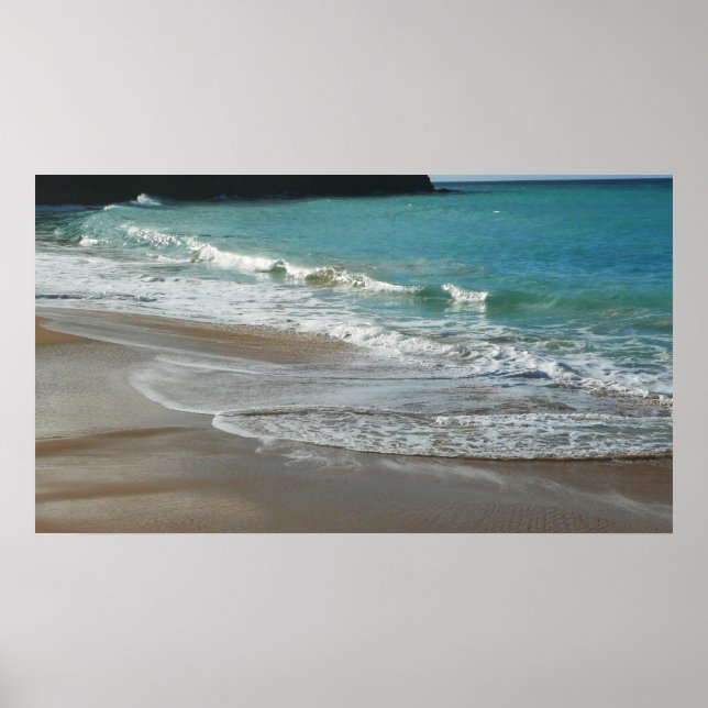 Waves Lapping on the Beach Turquoise Blue Ocean Poster (Front)