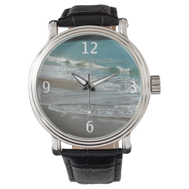 Waves Lapping on the Beach Turquoise Blue Ocean Watch (Front)