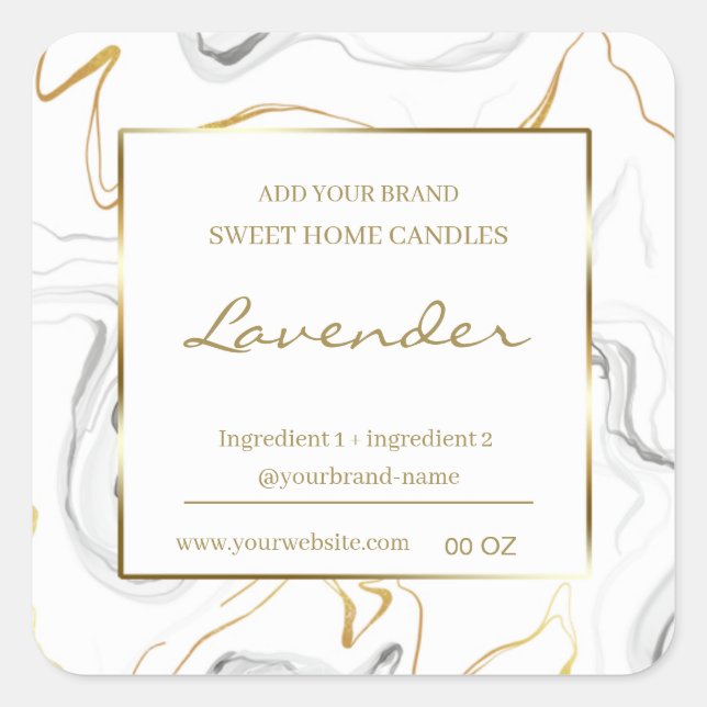 Waves marble and gold ingredients product label (Front)