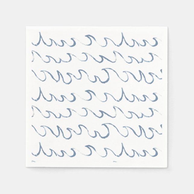 Waves Minimal Abstract Hand Drawn Scandi Pattern  Napkin (Front)