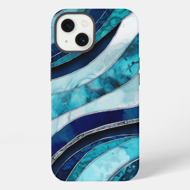 Waves - Mixed Media Blue Abstract iPhone Case (Back)